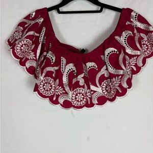 Express Pink Floral Embroidered Blouse